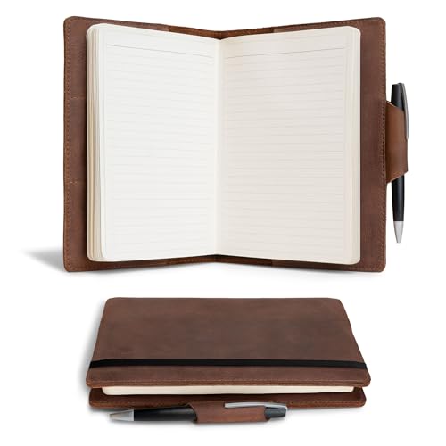 Leather Worx, LEUCHTTURM A5 Heftumschlag mit Kartenfächern, handgefertigt aus Vollnarbenleder (Notizbuch nicht im Lieferumfang enthalten), stabil, perfekt zum Aufbewahren von Tagebuch, edler, von Leather Worx