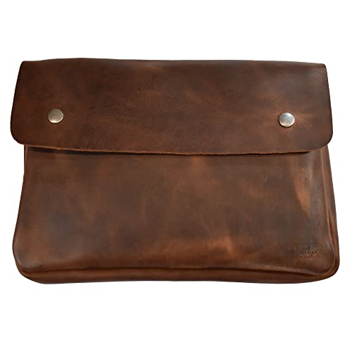 Leather Worx, Vintage Ordner Dokumentenhalter handgefertigt aus Vollnarbenleder, Aktenetui, Dokumentenmappe & Binder trägerlose Handgepäcktasche, Büro & Arbeitsutensilien :: Bourbon Braun von Leather Worx