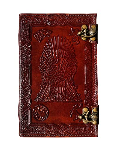 Game of Thrones Tagebuch, geprägt, handgefertigt, echtes Leder, Vintage-Stil, Kunst-Skizzenbuch und Reisetagebuch mit Schlossriegel, nachfüllbar von Leather and Stitches