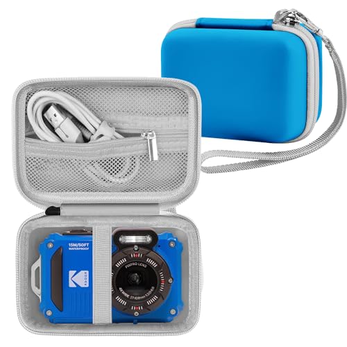 Leayjeen Robuste und wasserdichte Digitalkameratasche, kompatibel mit Kodak/HICSHON/Trsunow/YISENCE/EUXOR/Yiffecal/ZNIARAKL/QUNVAL, 2.7K Unterwasser-Full-HD, Blau (nur Hülle) von Leayjeen