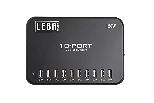 LEBA Innovation NoteCharge 10x 12W USB-A Hub (Für die Verwendung in LEBA NoteCase, NoteCart, NoteBox und NoteBag; Passive Belüftung; Überspannungsschutz) von Leba
