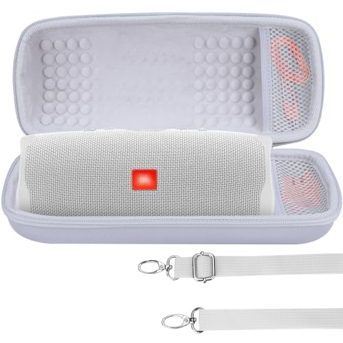 Lebakort Hart Reise Schutz Hülle Etui Tasche für JBL Charge 5 Charge 4 Bluetooth Wasserdichter Portabler Kabellos Lautsprecher (Weiß) von Lebakort