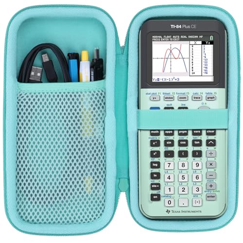 Lebakort Hartschalenkoffer kompatibel mit Texas Instruments TI-84 Plus CE/TI-84 Plus/TI-Nspire CX II CAS/TI-Nspire CX II/TI-83 Plus/TI-89 Titanium/TI-85/TI-86 Farbgrafikrechner (Mint) von Lebakort