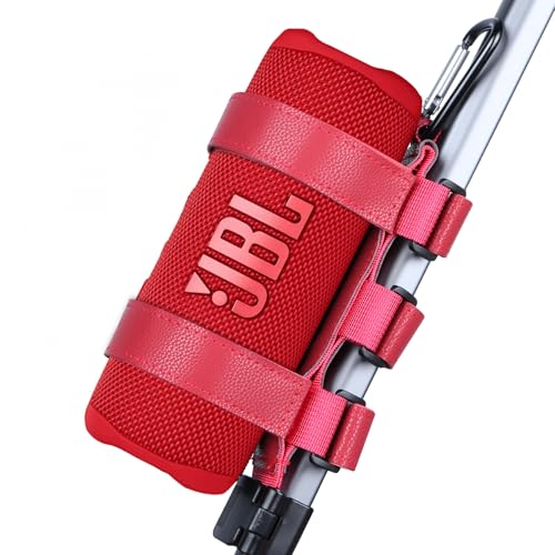 Lebakort Tragbare Lautsprecher Halterung für 7-12 Zoll Bluetooth Wireless Lautsprecher für Golf Cart Geländer Fahrrad Boot Outdoor Verstellbare Riemen (Rot) von Lebakort