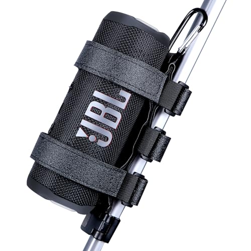Lebakort Tragbare Lautsprecher Halterung für 7-12 Zoll Bluetooth Wireless Lautsprecher für Golf Cart Geländer Fahrrad Boot Outdoor Verstellbare Riemen (Schwarz) von Lebakort