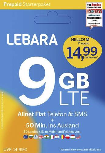 Lebara Hello! M Prepaid Prepaid-Karte ohne Vertragsbindung Lebara Hello! M Prepaid Prepaid-Karte ohne Vertragsbindung von Lebara