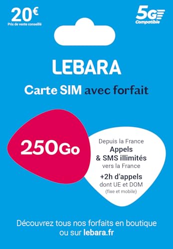 Lebara SIM – unbegrenzte Anrufe und SMS Frankreich + 2 Stunden Anrufe in 43 Länder + 100 GB – sofort einsatzbereit Lebara SIM – unbegrenzte Anrufe und SMS Frankreich + 2 Stunden Anrufe in 43 Länder + 100 GB – sofort einsatzbereit von Lebara