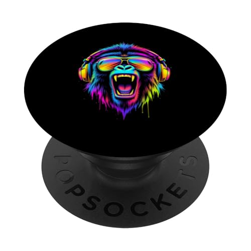 Lebendiger Affe Kopfhörer PopSockets Klebender PopGrip Lebendiger Affe Kopfhörer PopSockets Klebender PopGrip von Lebendiger Affe Kopfhörer Designs