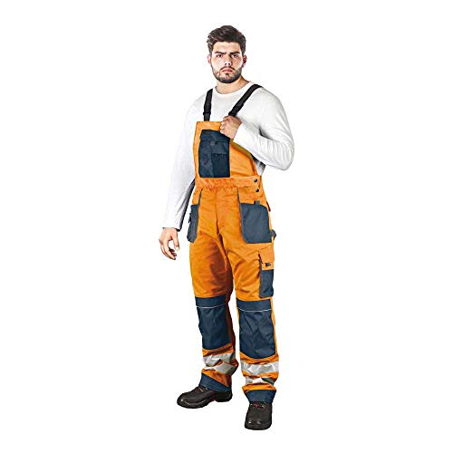 Leber & Hollman Herren Arbeits-Latzhose LH-FMNX-B, 100% Polyester 270 g/m2, Taschen für Knieschoner, reflektierende Streifen an den Hosenbeinen Leber & Hollman Herren Arbeits-Latzhose LH-FMNX-B, 100% Polyester 270 g/m2, Taschen für Knieschoner, reflektierende Streifen an den Hosenbeinen von LEBER & HOLLMAN