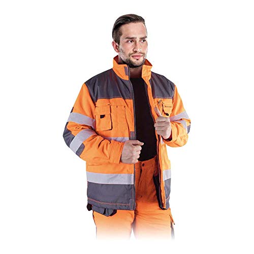 Leber & Hollman Herren Schutzjacke LH-FMNWX-J, 80% Polyester 20% Baumwolle 270 g/m2, Futter 100% Polyester 220 g/m2, Hochkragen, Reiß- und Klettverschluss vorne, Reflexionsstreifen von Leber&Hollman