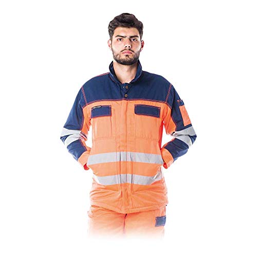 Leber&Hollman LH-Jacwinter_Xl Vister gefütterte Schutzjacke, Orange-Dunkelblau, XL Größe von Leber&Hollman