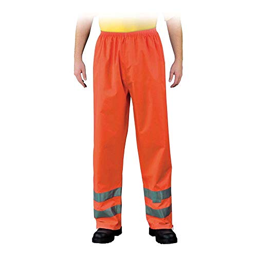 Leber&Hollman RAWPOL Gürtelschutzhose Regendicht mit elastischem Bund 3M Scotchline Reflexstreifen Wasserdicht Abriebfest Polyester Oxford 300D XL Orange von Leber&Hollman