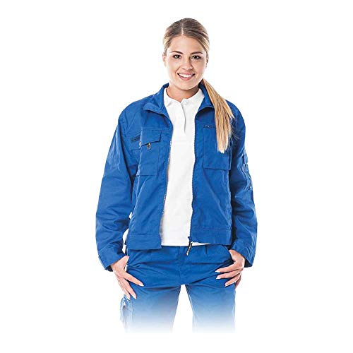 RAWPOL Damen Schutzjacke mit Reißverschluss mit Taschen und Abzeichenhaken Arbeitskleidung für Reinigung Gartenarbeit Hotel Polyester Baumwolle XXL Blau von Leber&Hollman