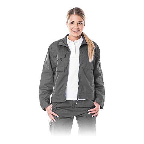 RAWPOL Damen Schutzjacke mit Reißverschluss mit Taschen und Abzeichenhaken Arbeitskleidung für Reinigung Gartenarbeit Hotel Polyester Baumwolle XXL Grau/Stahl RAWPOL Damen Schutzjacke mit Reißverschluss mit Taschen und Abzeichenhaken Arbeitskleidung für Reinigung Gartenarbeit Hotel Polyester Baumwolle XXL Grau/Stahl von LEBER & HOLLMAN