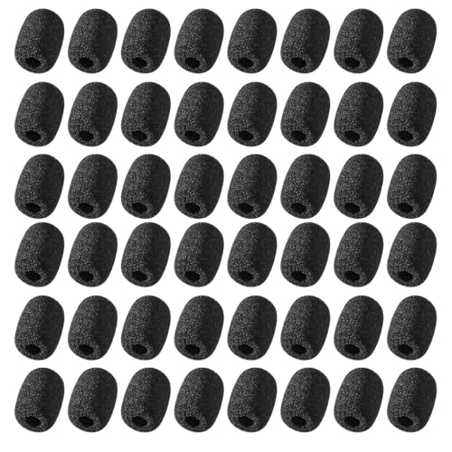 48 StüCk Popschutz Mikrofon, Lavalier Windschutz, Mikrofon Windschutz, Mini Mikrofon Headset Windschutzscheibe, FüR Klein Mikrofon,Lavalier KopfhöRer, 8×22×30mm (Schwarz) von Lechengjia