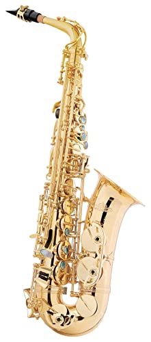 Lechgold LAS-20L Alt-Saxophon - aus lackiertem Messing - Dunkler, satter Klang - Inklusive ESM Mundstück aus deutscher Fertigung und Leichtkoffer mit Rucksack-Garnitur - lackiert von Lechgold