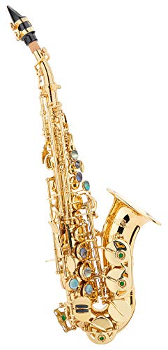 Lechgold LSS-20Lc Sopran-Saxophon gebogen - aus lackiertem Messing - Kräftiger, runder Klang - Inklusive ESM Mundstück aus deutscher Fertigung und Leichtkoffer mit Rucksack-Garnitur - lackiert von Lechgold