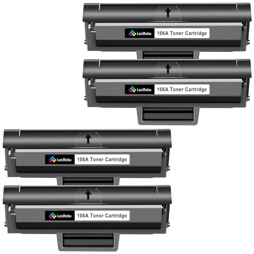 LeciRoba 106A für Hp 106a Toner W1106a Schwarz für HP Laser MFP 135a 135w 135wg 135r , HP Laser MFP 137fnw 137fwg , HP Laser 107a 107w 107r ( 4-Schwarz ,mit Chip) von LeciRoba