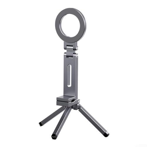 Magnetischer Stativständer, Aluminium, magnetisch, 360-Grad-Drehung, faltbare Taschenmontage für iPhone (grau) von Lecreatekit