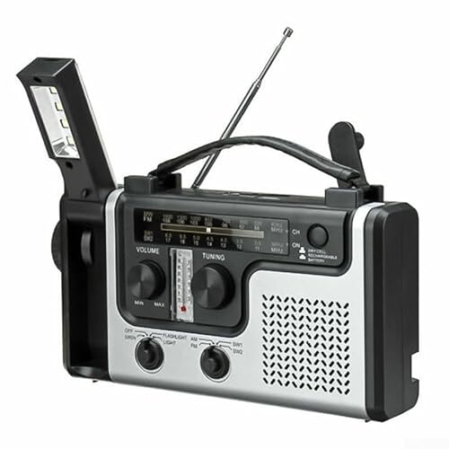 Solar-Handkurbelradio, Wetterradio mit Taschenlampe, mehrere Frequenzbänder, kompaktes und tragbares Design für Outdoor-Abenteuer Solar-Handkurbelradio, Wetterradio mit Taschenlampe, mehrere Frequenzbänder, kompaktes und tragbares Design für Outdoor-Abenteuer von Lecreatekit