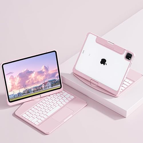 Lecsas Klare Schutzhülle für iPad Pro 12.9 2022 mit 360 Grad drehbarer Tastatur, mit Smart-Trackpad für iPad Pro 6. Generation 5. 4. 3. Generation 2021 2020 2018, drehbare Hülle, intelligente von Lecsas