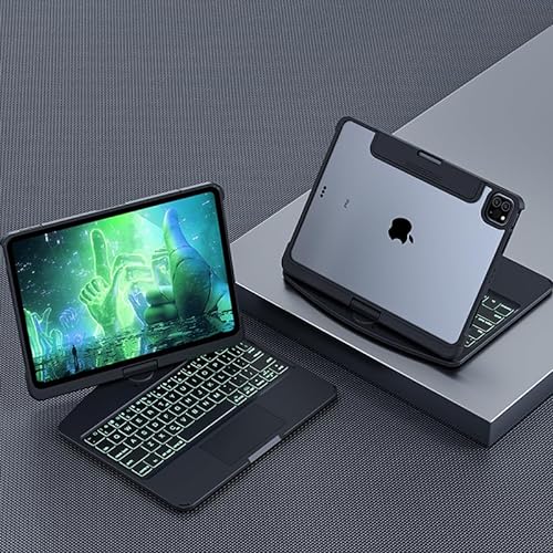 Lecsas Schutzhülle für iPad Air 5. Generation mit 360° drehbarer Tastatur, mit Smart-Trackpad, für iPad Pro 11 Zoll (27,9 cm), 4. Generation, 3. 2. 1. Generation, iPad Air 27,7 cm (11 Zoll), 5. und 4. von Lecsas