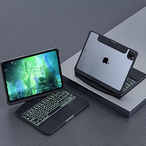 Lecsas Schutzhülle für iPad Air 5. Generation mit 360° drehbarer Tastatur, mit Smart-Trackpad, für iPad Pro 11 Zoll (27,9 cm), 4. Generation, 3. 2. 1. Generation, iPad Air 27,7 cm (11 Zoll), 5. und 4. von Lecsas