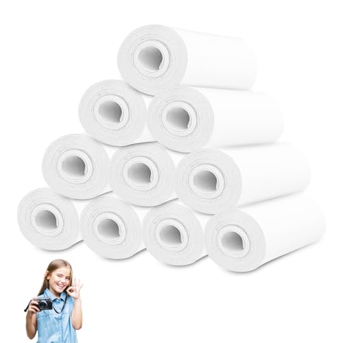 Lectorias 10 Rollen thermopapier kinderkamera, thermorollen 57mm, bonrollen, Nachfüllpapier,weißes Null Tinten Druckpapier, für Tragbare Mini Drucker, Sofortdruckkamera, ohne Plastikmüll von Lectorias