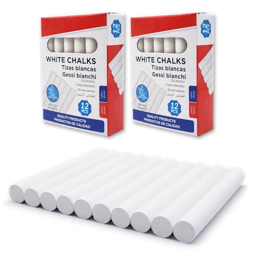 Leddy Living - Set mit 24 Kreiden für Tafeln | Guter Kontrast & Sichtbarkeit | Flüssiges Schreiben | Sicher & ungiftig | Ideal für Schule & Büro, Weiß, 1 Stück (24er Pack) von Leddy Living