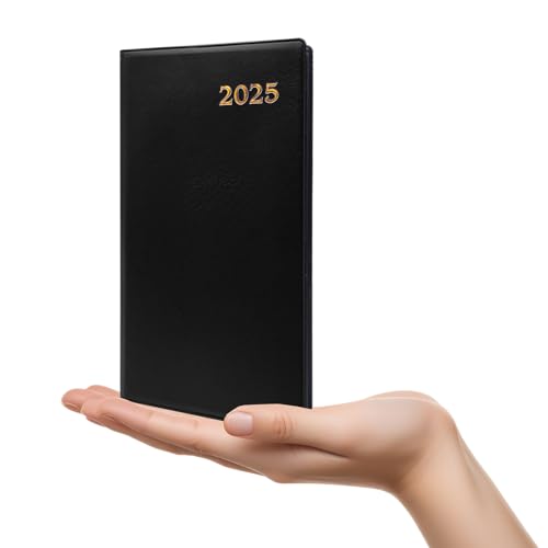 Wochenplaner 2025, Format 10 x 18 cm – weich und elegant, perfekt für die Organisation von Terminen und Arbeit, Tagebuch auf Italienisch von Januar bis Dezember (schwarz) von Leddy Living