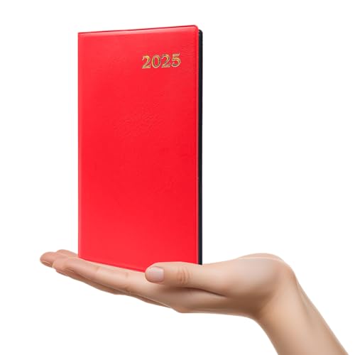 Wochenplaner 2025, Format 10 x 18 cm – weich und elegant, perfekt für die Organisation von Terminen und Arbeit, italienisches Tagebuch von Januar bis Dezember (rot) von Leddy Living