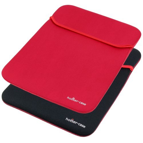 Neopren MacBook Pro oder Air Tasche schwarz/rot Wendehülle Macbooktasche von Ledershop24