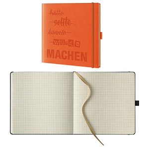 Lediberg Notizbuch 'MACHEN' quadratisch kariert, orange Hardcover 240 Seiten von Lediberg