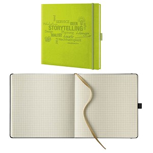 Lediberg Notizbuch Storytelling quadratisch kariert, lemongreen Hardcover 240 Seiten von Lediberg