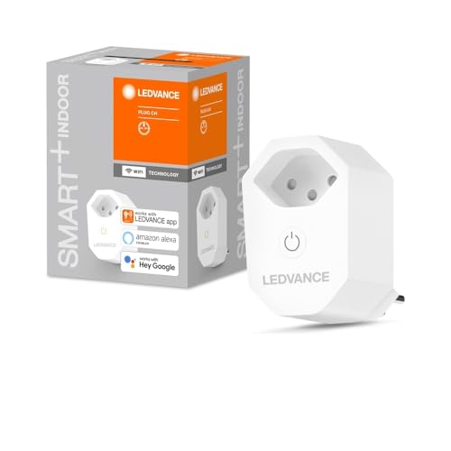 LEDVANCE Intelligente WLAN Steckdose, Wifi Steckdose mit Stromzähler für das SMART Home, kompatibel und steuerbar mit Google, Alexa oder per App, 2,4GHz, Version für Schweiz/CH von LEDVANCE