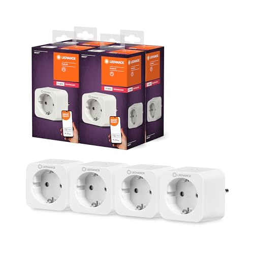 LEDVANCE Smarte Steckdose für Innen mit ZigBee Technologie, bindet konventionelle Geräte ins Smart Home ein, kompatibel mit Alexa, Google & SMART+ ZB INDOOR PLUG, 4er-Pack von LEDVANCE
