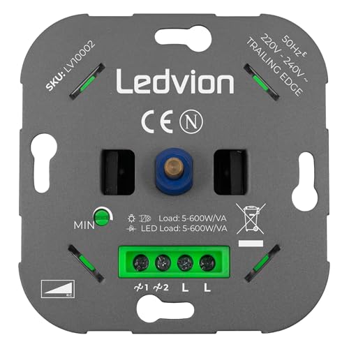 Ledvion, LED Dimmer, 5, 600 Watt, Universal, LED, Lamp, LED, Einbaudimmer, Dimmschalter, Dimmer, Abdeckrahmen, Dimmer Abdeckplatte, Dimmer Für LED Lampen, Phasenabschnittsdimmer Für LED von Ledvion