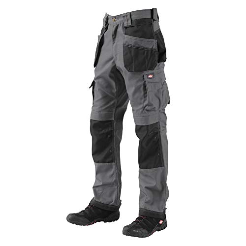 Lee Cooper Herren Premium Multi & Holster Pocket Kneepad Arbeitssicherheitshose Cargohose, Grau / Schwarz, 38" Taille Normales Bein von Lee Cooper