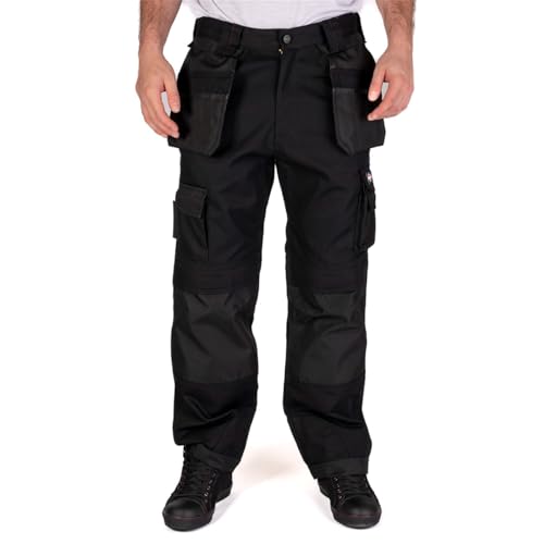 Lee Cooper Herren Premium Multi & Holster Pocket Kneepad Arbeitssicherheitshose Cargohose, Schwarz, 34" Taille Normales Bein von Lee Cooper