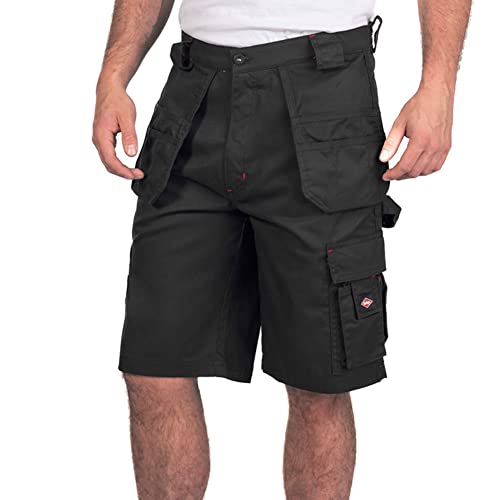 Lee Cooper Herren Triple-genähtes Holster Pocket & Multi-Werkzeug-Taschen Frachtarbeitssicherheit Kurze Hose, Schwarz, 30" Waist von Lee Cooper