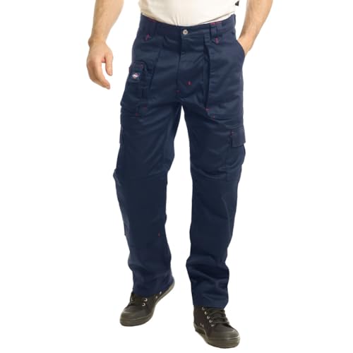Lee Cooper LCPNT206 Arbeitskleidung Herren Multi Pocket Pflegeleicht Strapazierfähige Kniepolstertaschen Sicherheit Arbeit Cargohose, Marine, 42W/29L von Lee Cooper