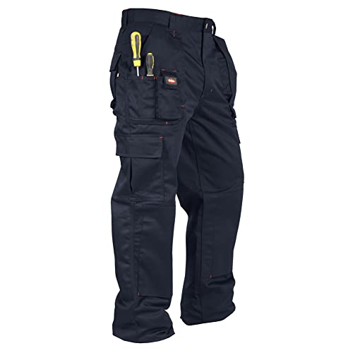 Lee Cooper LCPNT206 Arbeitskleidung Herren Multi Pocket Pflegeleicht Strapazierfähige Kniepolstertaschen Sicherheit Arbeit Cargohose, Schwarz, 30W/31L von Lee Cooper