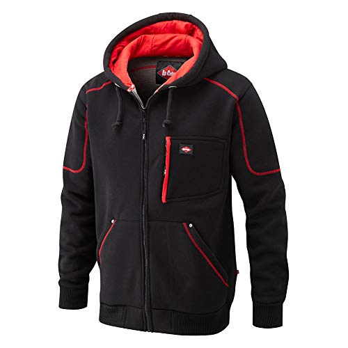 Lee Cooper Herren Work Safety Zip Up Winter Fleece gefüttert Bonded Fleece Hoodie Sweatshirt, Schwarz, 2XL von Lee Cooper