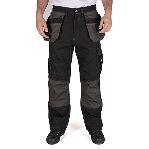 Lee Cooper Workwear LCPNT224 Herren Contrast Multi & Holster Pocket Kniepolster Arbeitssicherheit Cargohose Hose, Schwarz, 42W / 29L von Lee Cooper
