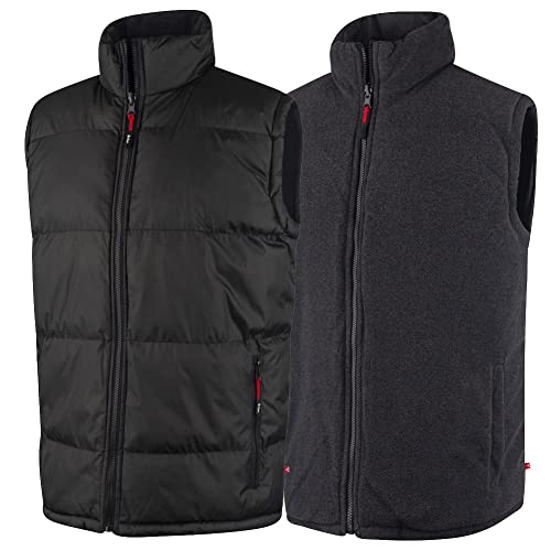 Lee Cooper LCVST702 Herren-Arbeitsweste, wendbare Sicherheitsweste, gepolstert, schwarz/grau, Größe 3XL von Lee Cooper