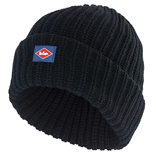Lee Cooper Unisex Chunky gebreide met fleece voering Beanie Hat, Schwarz, Einheitsgröße EU von Lee Cooper