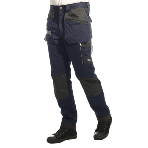 Lee Cooper Workwear LCPNT245 Herren Holster-Mehrfachtasche mit Knieschoner-Taschen Stretch-Cargohose, Marineblau, 36W (31" Reg Leg) von Lee Cooper