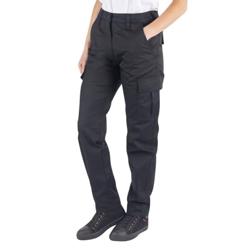 Lee Cooper strapazierfähige, pflegeleichte Arbeitshose für Damen, Cargohose mit mehreren Taschen, Schwarz, Größe 36 (EU), lange Beinlänge (81,3 cm) von Lee Cooper