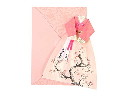 6EA Paket: Hanbok Koreanisches traditionelles Design, Geschenk-Umschlag, Karte, ausgefallenes Paket für Neujahr, Geburtstag, Hochzeit, Jahrestag, Einladungsumschläge (Rosa) von Lee's Traditional