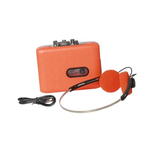LeeQinersw Kassettenspieler, tragbar, kompakt, nostalgisch, leicht, Kassette-zu-MP3-Konverter für Reisen im Freien, Orange von LeeQinersw
